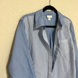 Contrast Striped Button Up Blouse • Westport 1962